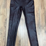 Spanx Faux Leather Leggings M Black Coated High Waist 87% Nylon 13% Spandex Photo 0