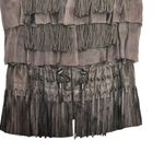 Elie Tahari Leather Silk XS Fringe Western brown layered cinched waist Rare Vest Photo 7