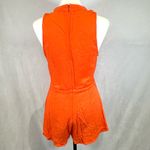 Entro Orange pleated vneck keyhole romper size small Photo 2