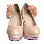 Rhinestone Heel Platform Pumps Pink Size 7 Photo 3