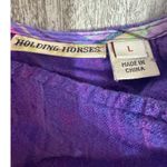 Holding Horses  Purple Linen Blend Peasant Babydoll Top Size L Photo 3