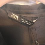 ZARA  Mini Shirt Dress Ruched Long Sleeve Black Button Down Size M‎ Photo 3