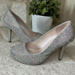 De Blossom Collection  Robin silver satin sparkling heels sz 7.5 Photo 0