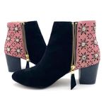 Anthropologie Miss Albright Kaida Beaded Ankle Bootie Black Pink Suede Size 8 Photo 11