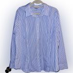 Van Heusen Fitted No-Iron Blue Striped Long-Sleeved Button Down Blouse Photo 1