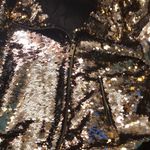 Donna Salyers Fabulous Furs All Over Sequin Bomber Jacket Shiny Flip Gold Silver Photo 3