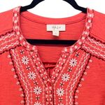 Style & Co Peasant Blouse Small Bohemian Daisy Floral Coral Embroidered‎ Hippie Summer Boho Photo 2
