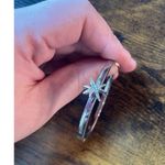 Anthropologie Marlyn Schiff North Star Rhinestone Silver Tone Hinged Bangle Bracelet Photo 3