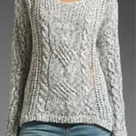 Free People Pegasus west end marled grey cable knit sweater Large Photo 0