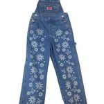 Revolt juniors size small denim overalls stamped floral y2k vintage blue Photo 0