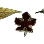 Set Of 3 Flower Floral Leaf Leaves Gold Tone Brooch Pins Photo 0