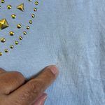 True Religion  Light Blue Gold Studded Graphic Shirt Size Med GUC #2598 Photo 2