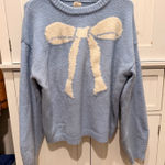 A New Day New Day Light Blue Bow Sweater  Photo 0