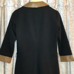 Doncaster  Collection Black Collared Faux Wrap Dress with Leather Trim Size 2 Photo 9