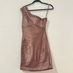 BCBGMAXAZRIA Eden One Shoulder Dusty Rose Pink Bodycon Bandage Dress Size 6 Photo 2