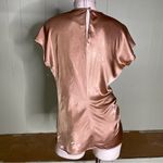 Helmut Lang  Women's Metallic Ruched‎ Satin Top Gold Medium Photo 3