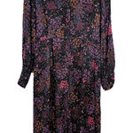 MKT Studio Ronnie Leafy Print Button Front Midi Shirt Dress FR Size 38 US Size 6 Black Photo 0