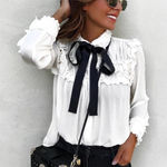 ZARA GORGEOUS ‎ Romantic Ruffle Blouse w Bow Tie m blogger’s favorite medium Photo 0