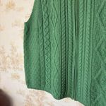 Vintage Aran Crafts Ireland green merino wool cable knit full zip sweater vest Size XXL Photo 2