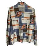 1970s Vtg Womens Shirt Large Lady Manhattan Long Sleeve Button Up Tulip Teacher Blue Photo 2