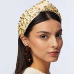 Lele Sadoughi 
Embellished Striped Cotton Knotted Headband Photo 2