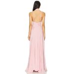 La Fuori 3D Floral Applique Ostrich Feather Pink Silk Backless Dress NWT $780 S Photo 3