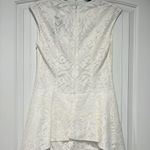 BCBGMAXAZRIA BCBG WHITE ISABEL CAP SLEEVE DRAPED-SIDE PEPLUM LACE DRESS NWT ($228) SZ 2. Photo 3