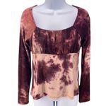 Derek Heart Babydoll Top Medium Y2K Tie Dye Bohemian Milkmaid Artsy Retro Square Neck Fall Photo 0