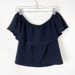 Moa Moa Vintage y2k  Black Crepe Off the Shoulder Blouse Top Size M Photo 2