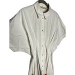 Anthropologie  Exquise The Tobie Button Front Pleated Shirt Dress White Floral Photo 4