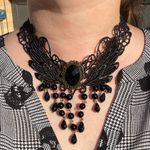 Beautiful lace choker black costume necklace goth whimsigoth victorian beaded Photo 1