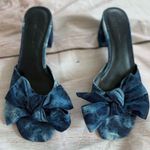 Rebecca Minkoff  Rheta Tie Dye Denim Block Heel Bow Sandal Women Sz 7.5 Slide Photo 0