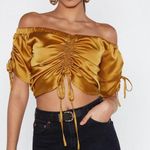 Nasty Gal Mustard Silk Crop Top Photo 0