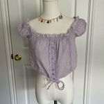 Urban Outfitters  Off The Shoulder Lavender Ruffle Button-Up Blouse Photo 0