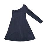 Anthropologie Eri + Ali Navy Blue Alessandra One Shoulder Long Sleeve Dress Photo 2