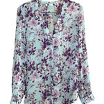 Kut From The Kloth ‎ Floral Print Sheer Blouse Womens Long Sleeve V Neck  Small Photo 0