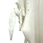 Leo & Nicole Leo &‎ Nicole size medium white short sleeve blouse top shirt crochet front Photo 3