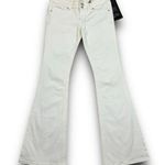 EXPRESS NEW Rerock for White Low Rise Flare Denim Jeans Silver Stitching Size 4 Photo 0