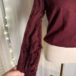 BiBi Burgundy Ruffled Crew Neck Sweater Red Photo 2