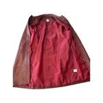 Halogen Vintage Womens Leather Coat Small S Burgundy Button-Up Jacket DH2 Photo 5