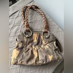 VTG B. Makowsky Caroline Bag Camouflage Bronze Leather Braided Double Handles Brown Photo 10