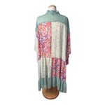 GIGIO USA Floral Patchwork Kimono Duster Green‎ Pink Bohemian Women Size Medium Green Photo 2