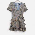 Lulus  Feeling Butterflies Light Blue Floral Tiered Ruffle Mini Dress Cottage Sm Photo 3