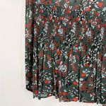 Maje  Paris Green Floral Lo Fleur Crepe Georgette Top Sheer Smocked Blouse Large Photo 6