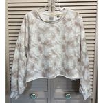 Levi's Tie Dye White/Brown Crew Neck Crop Sweatshirt Size XL Long Sleeve Raw Hem Photo 0