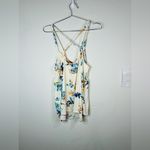 PaperMoon Floral Print Strappy Tank Top Large Crisscross Back Summer Blouse Photo 2