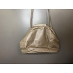 Textured Shoulder Bag Womens Medium Brown Faux Leather Ostrich Croc Applique Photo 5