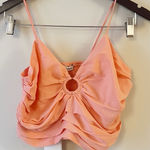 Abercrombie & Fitch  Ruched Coral Pink O Ring Cropped Tank Top Small NEW Photo 0