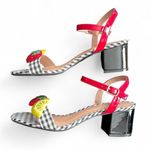 Betsey Johnson Malia Embellished Fruit Heels Size 8 | Gingham + Patent Leather π Photo 1