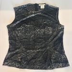 Harvé Benard HARVE BENARD Sleeveless Black/Shiny/Sheer Velvet Blouse Like New‎ Sz 8 Photo 2